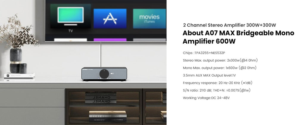 AIYIMA A07 MAX amplificador de Audio en casa 300W X2 TPA3255 Clase D amplificado