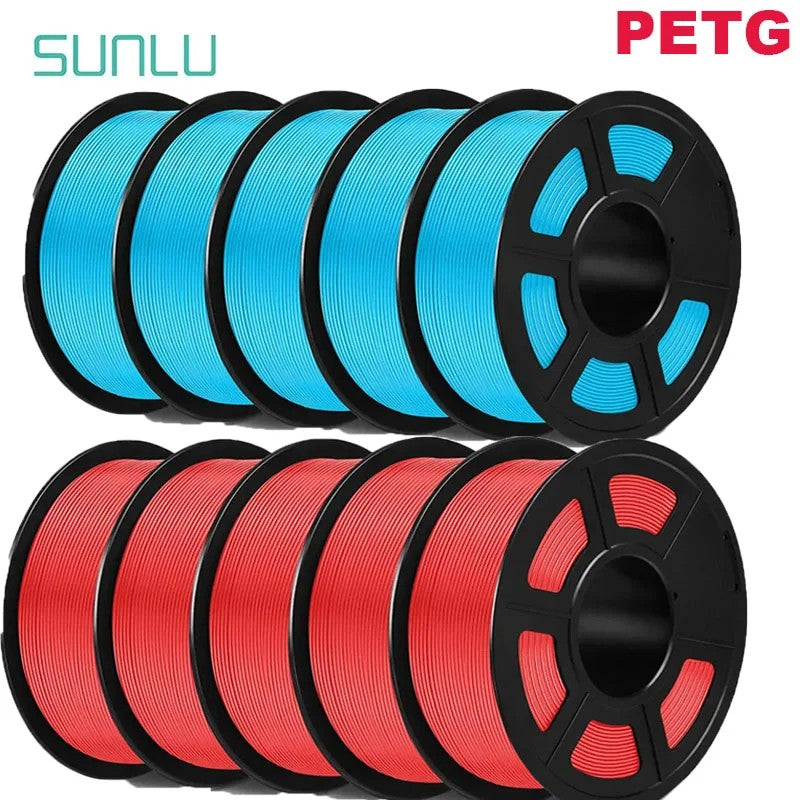 Filamentos SUNLU PLA PETG PLA Plus, 10 rollos de filamento 3D, 1 KG/rollo, 1,75mm, 100% líneas de filamento, ordenadamente para impresión 3D de la UE y EE. UU.