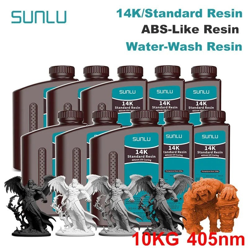 SUNLU 10KG tipo ABS/padrão/lavado con agua/14K resina de alta precisión 405nm resina fotopolímero de curación UV rápida 1KG/botella