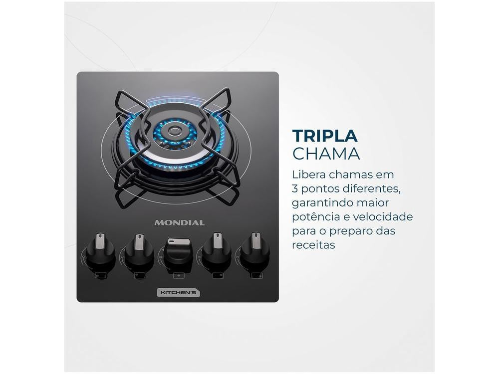 Cooktop 5 Bocas Mondial Gas LPG Black-Bivolt