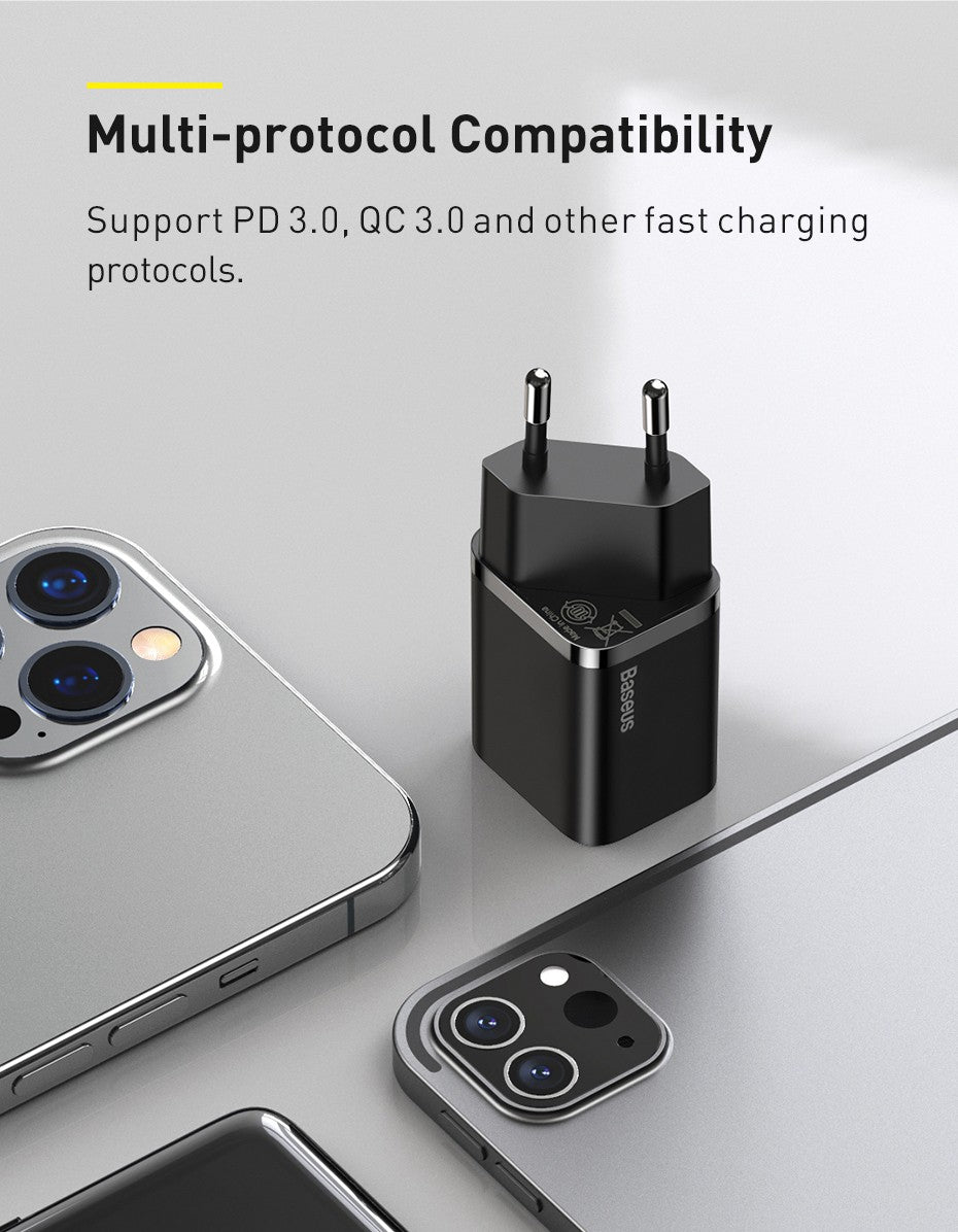 Baseus Super Si 30W USB C adaptador de cargador para iPhone 14 13 12 Pro Max iPad tipo C QC 3,0 PD carga rápida para Xiaomi cargador rápido