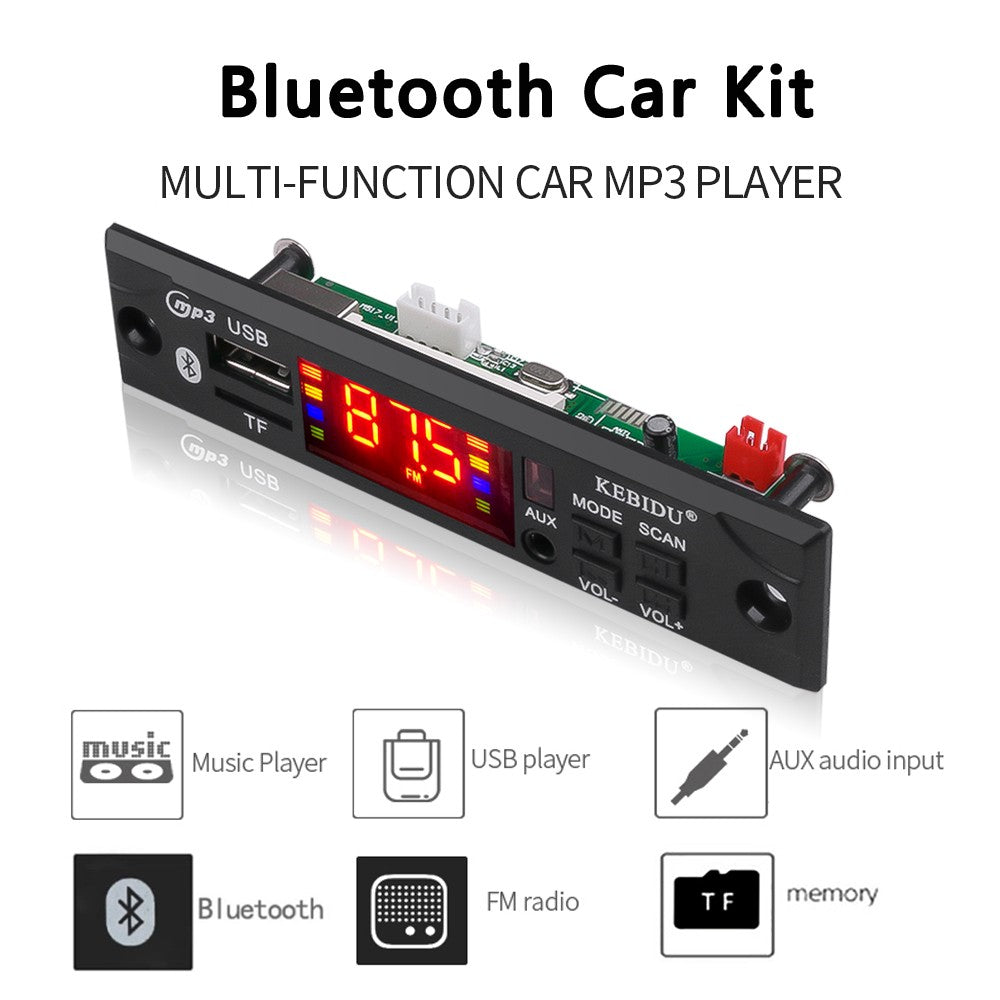 Kebidu inalámbrico Bluetooth 9V 12V MP3 WMA placa decodificadora reproductor de MP3 Audio de coche USB TF FM módulo de Radio con Control remoto para coche