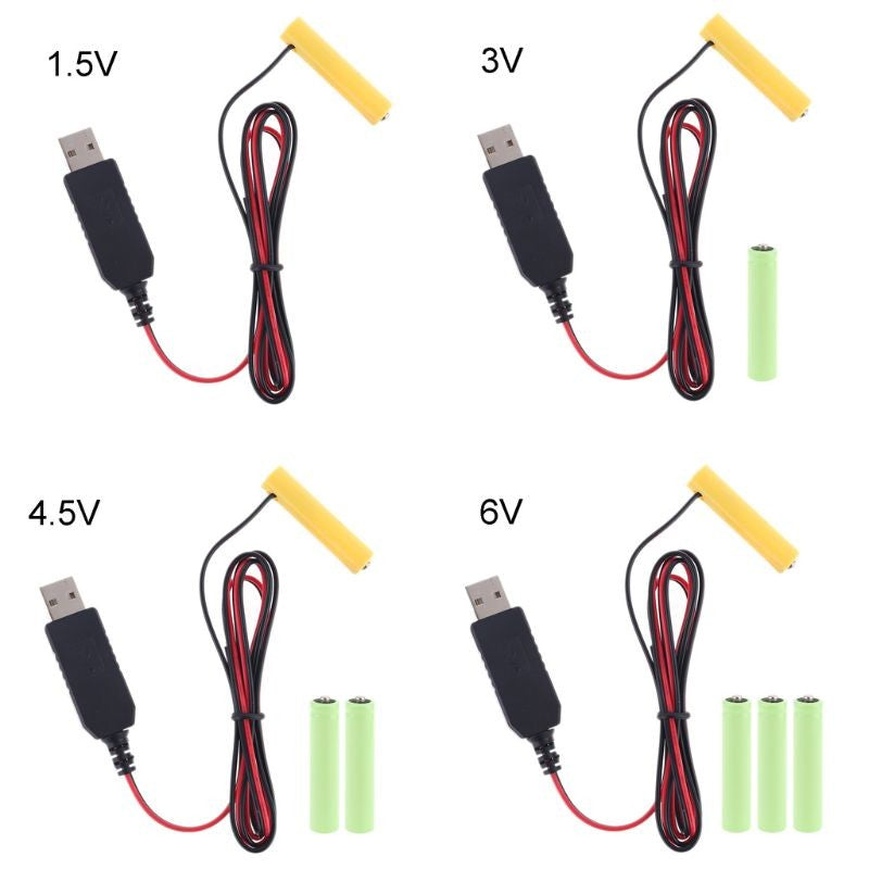 Cable de alimentación USB de 5V y 2A, eliminador de batería AAA de 4,5 V, 1,5 V, LR03, 4,6 m, T21A