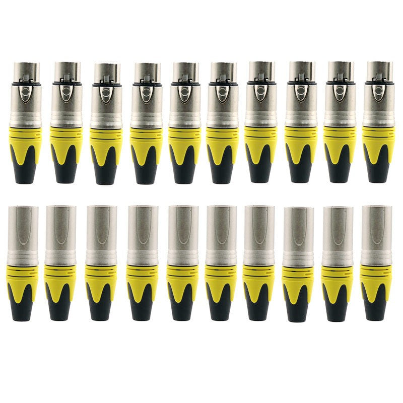 20 piezas, 10 juegos de conectores XLR de 3 pines, coloridos, hembra y macho, de 3 polos, para micrófono, amplificador de audio, para audiófilos