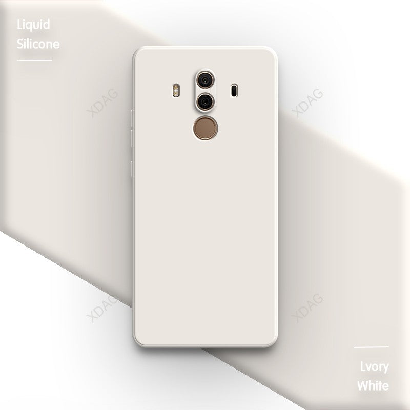 Funda de teléfono oficial de silicona líquida para Huawei Mate10 Mate 10 Pro 10Pro, cubiertas de protección de cámara de Color sólido cuadrado suave para parejas