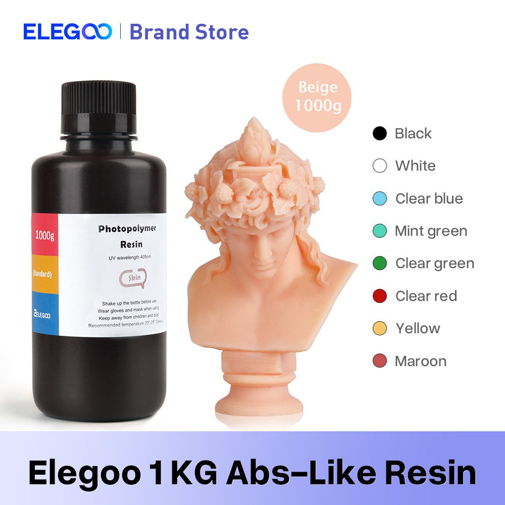Resina para Impresora 3D Tipo ABS de ELEGOO, Resina de Fotopolimerización Estándar Tipo ABS de 405nm para Impresión 3D LCD, 1000g