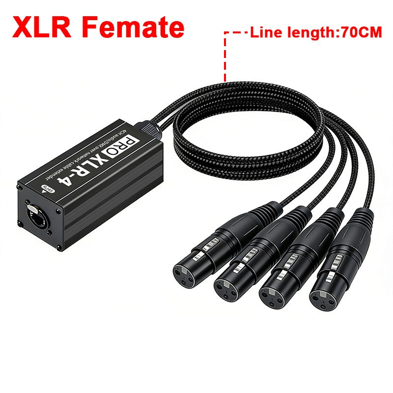 Cable extensor de audio RJ45 a XLR de 4 canales y 3 pines, extensor de señal de red DMX512 para iluminación de escenarios y estudio de grabación.