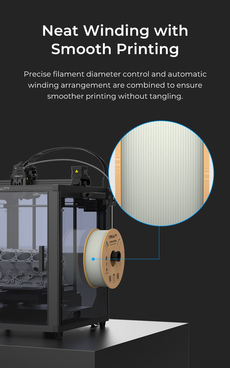 CREALITY-materiales para impresora 3D, filamento PLA Hyper Series, 1,75mm, 1KG, mejor fluidez, refrigeración más rápida, alta precisión para impresora 3d