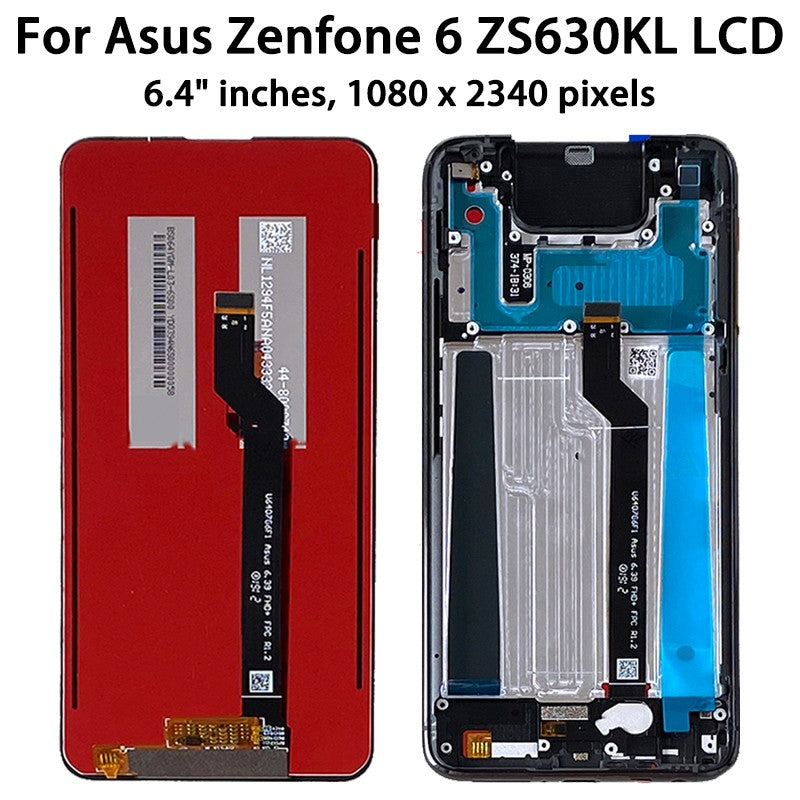 Pantalla LCD de 6,4 pulgadas para Asus Zenfone 6 ZS630KL, montaje de Sensor de Digitalizador de pantalla táctil para ASUS_I01WD Zenfone 6z, marco LCD