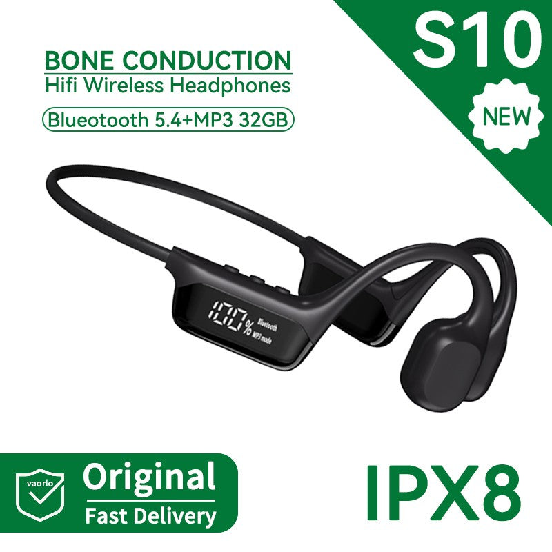 Auriculares Inalámbricos con Conducción Ósea S10/X10, Resistentes al Agua IPX8, Reproductor MP3 Bluetooth de 32 GB, Música HIFI con Bajos, Auriculares Deportivos