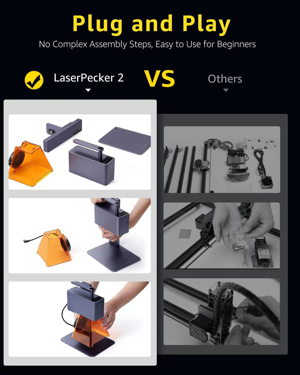 MINI grabador láser LaserPecker con máquina de grabado portátil Bluetooth 5W 2K para papel, madera, cuero, vidrio de color LP2