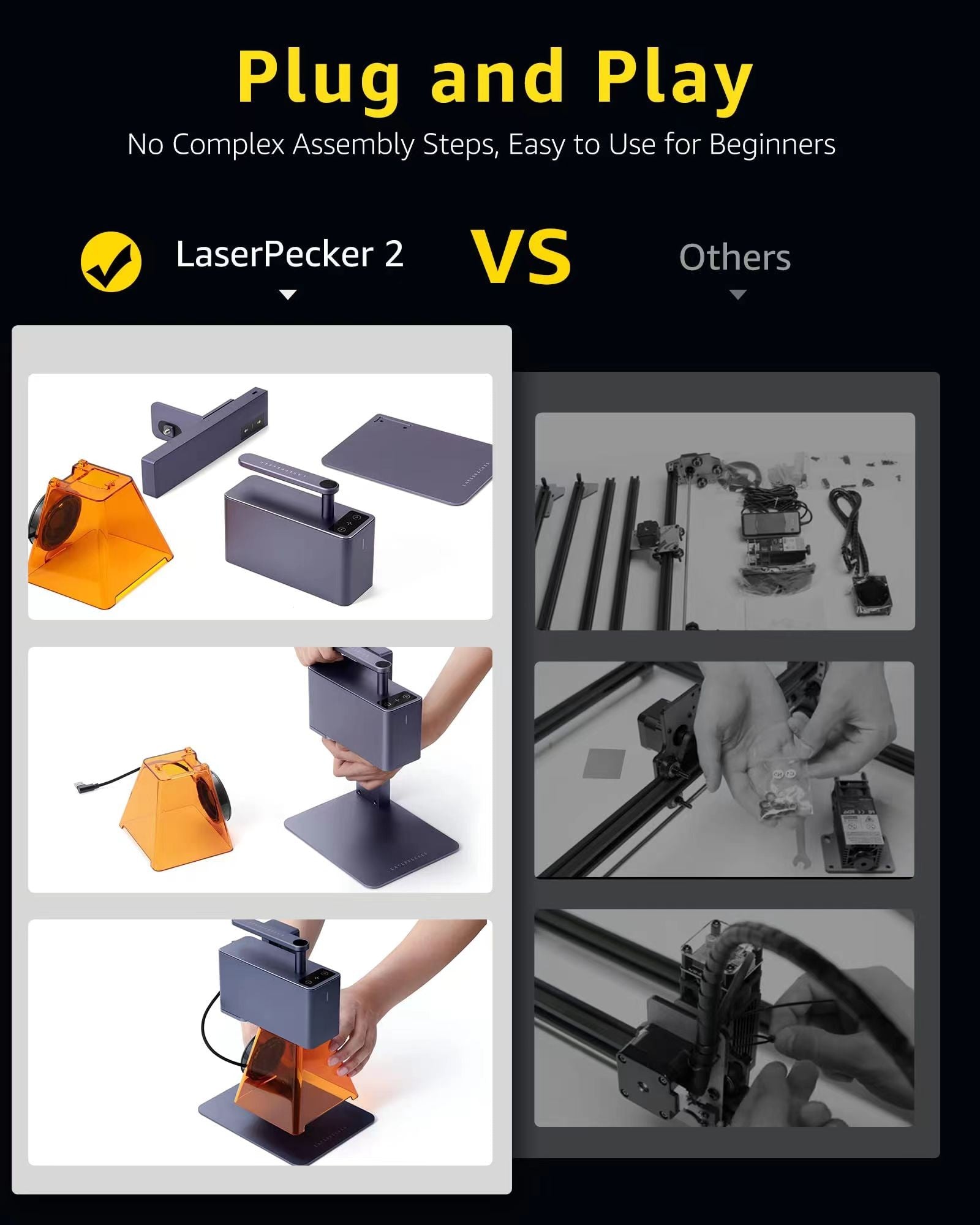 MINI grabador láser LaserPecker con máquina de grabado portátil Bluetooth 5W 2K para papel, madera, cuero, vidrio de color LP2