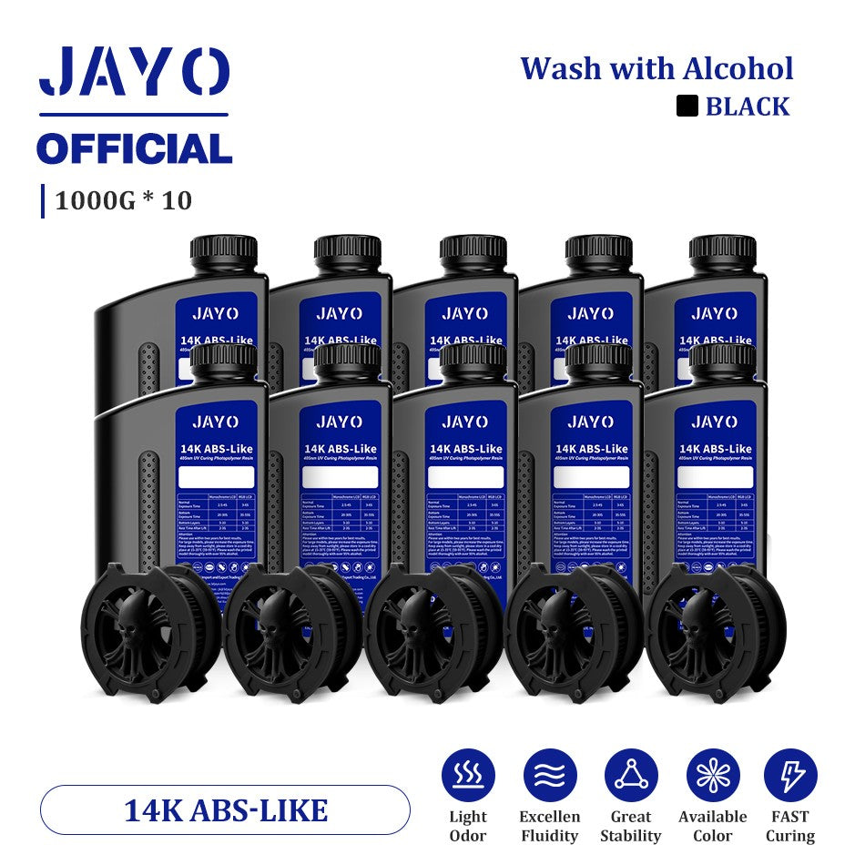 JAYO ABS como resina 3D, 10 botellas ABS como fotopolímero de curado UV de 405nm, resina 3D rápida para impresora 3D LCD/DLP/SLA de 2/4/6/8K