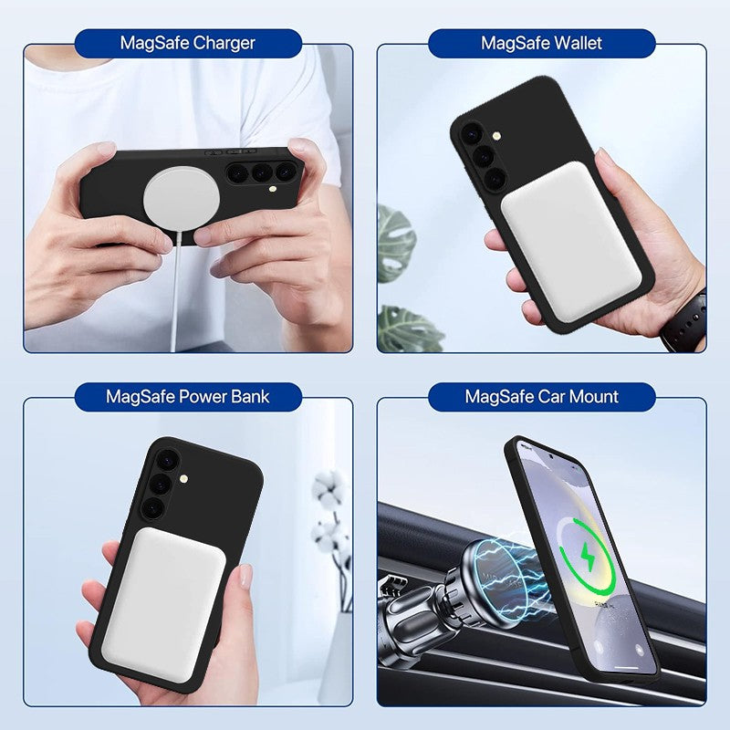 Funda magnética de silicona líquida para Samsung Galaxy S25 S24 S23 Ultra S25 Plus S23 S24 S25 FE S22, funda de carga inalámbrica Magsafe