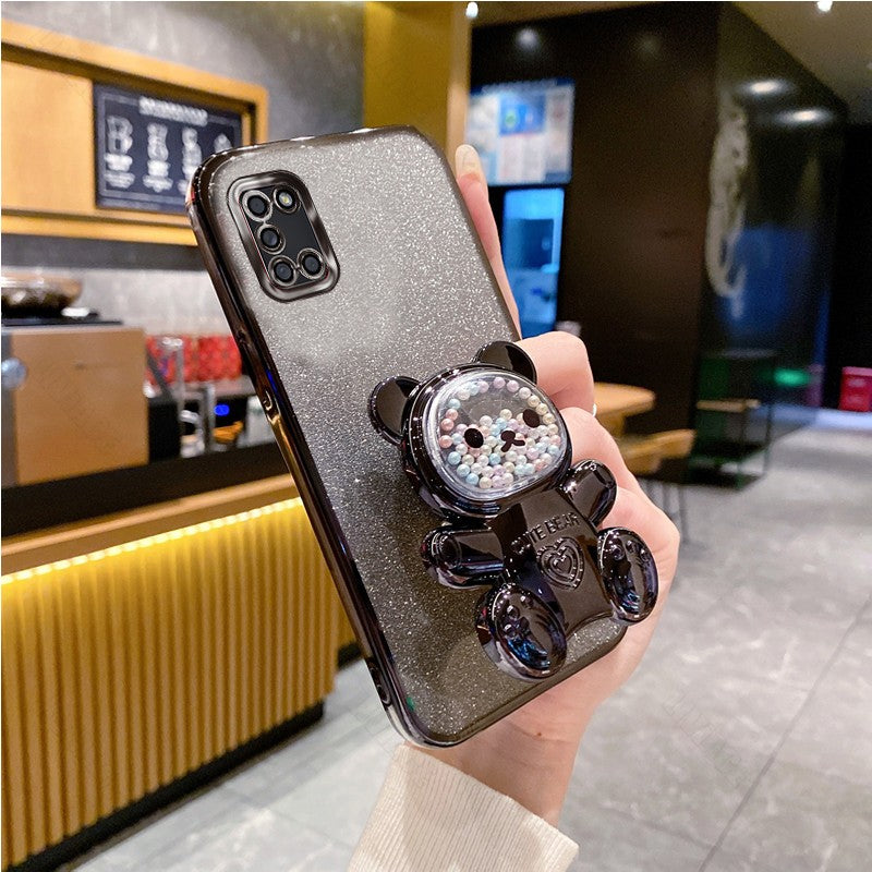 A 31 A 51 A 71 Glitter Bling Bear funda de silicona con soporte para teléfono para Samsung Galaxy A31 A51 A71 4G chica mujer soporte contraportada