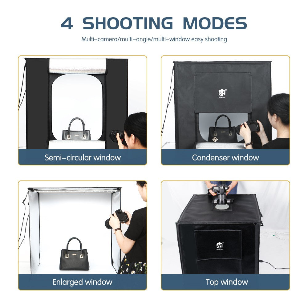 Cajas blandas para estudio de fotografía, mesa de fotografía regulable, plegable, portátil, Kit de tiendas de campaña con tablero de fondo de 3 uds.