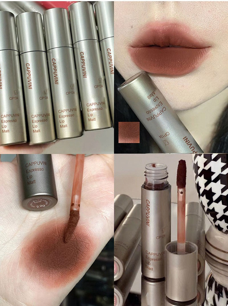 Brillo de labios de niebla mate de terciopelo único, taza antiadherente impermeable, esmalte de labios a prueba de manchas, lápiz labial líquido que no se decolora