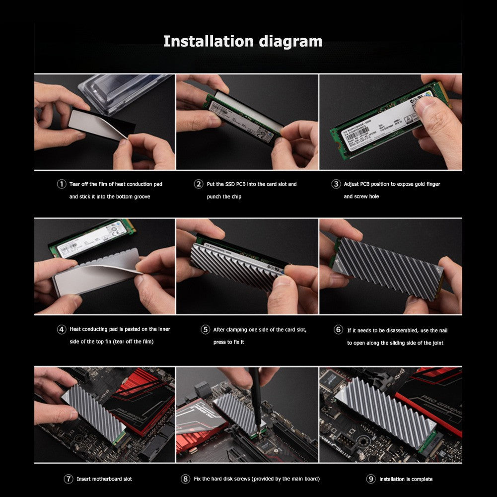 Disipador de calor M.2 SSD NVMe M2 2280 SSD Disco Duro disipador de calor de aluminio con almohadilla térmica para ssd m2 Escritorio PC Junta térmica nvme heatsink