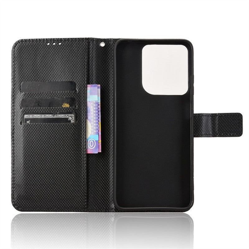 Para Motorola Moto G15 G15 Power funda de lujo con tapa patrón de diamante piel PU funda tipo billetera de cuero con soporte para Moto G15 4G bolsas de teléfono