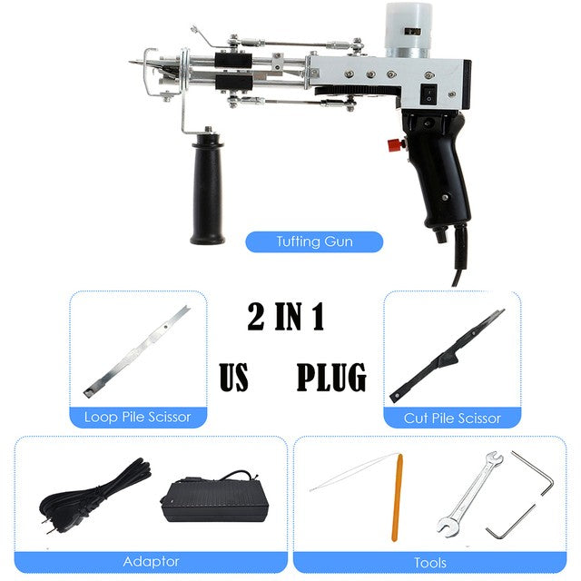 Máquina eléctrica para tejer alfombras, pistola para mechones de alfombras, herramientas para hacer alfombras, máquina de bordado manual de corte/bucle de 7-21mm, 110-220V