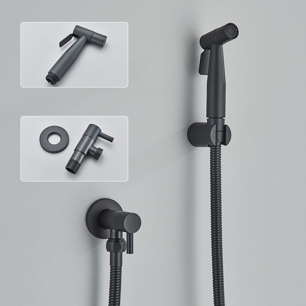Grifo rociador de bidé negro, grifo individual de agua fría de acero inoxidable para baño, válvula Shattaf, juego de chorro montado en la pared