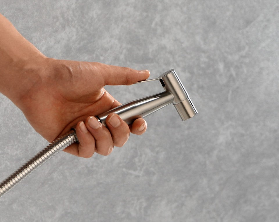 Set de Rociador Bidé Portátil para Inodoro, Grifo Bidé de Mano de Acero Inoxidable para Baño, Rociador de Mano con Cabezal de Ducha Autolimpiante