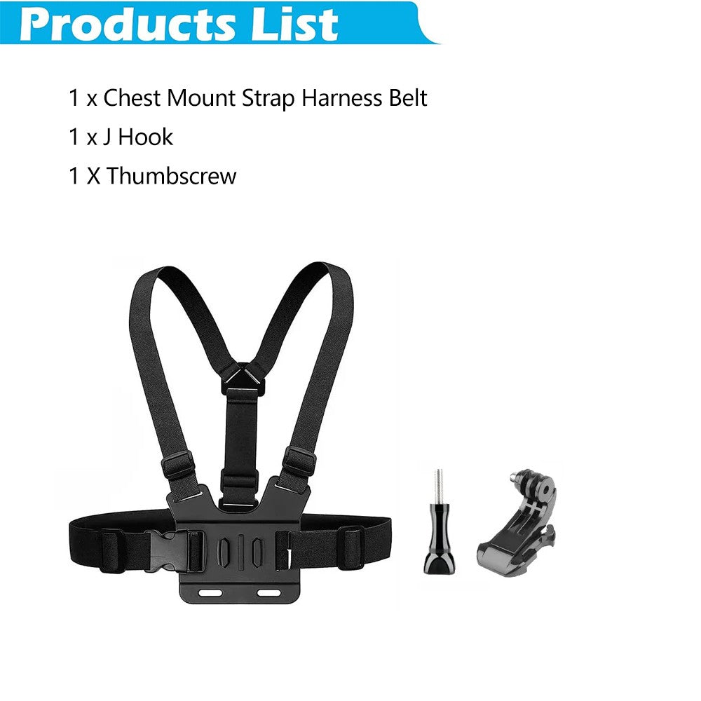 Soporte para arnés de pecho, correa ajustable para el pecho con gancho en J para GoPro Hero 13 12 11 10 9 8 7 AKASO SJCAM DJI OSMO Action Camera