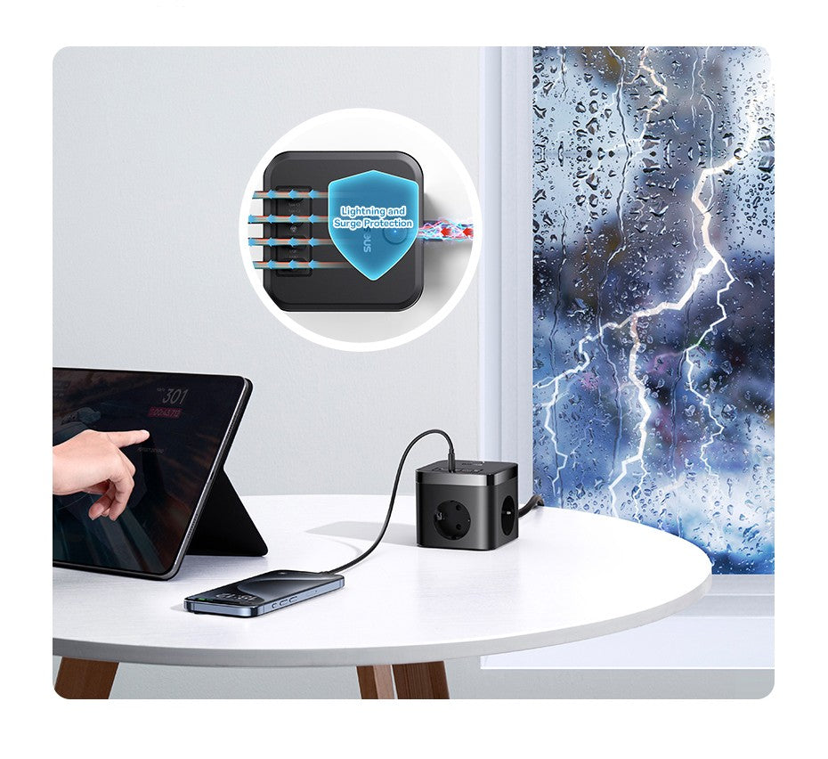 Baseus-cargador de 30W, regleta de alimentación rápida, salida de 4000W 3AC, estación de carga de escritorio, protección contra sobretensiones para tableta, iPhone, Samsung, Xiaomi