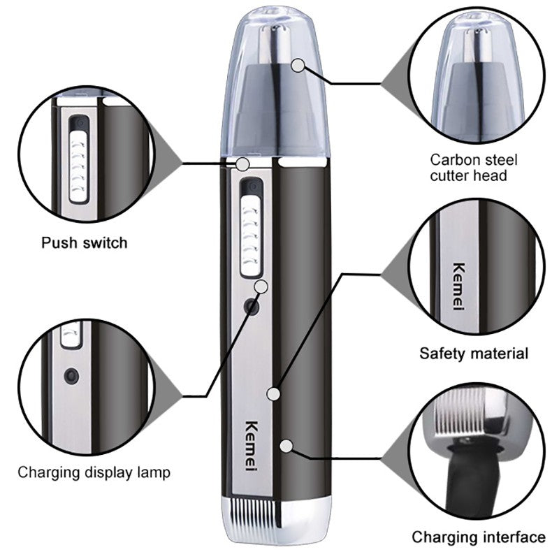 Kit de Afeitado Kemei Todo en Uno, Afeitadora Eléctrica para Hombre, Recortadora de Pelo Recargable, para Nariz, Orejas, Barba, Cejas y Rostro