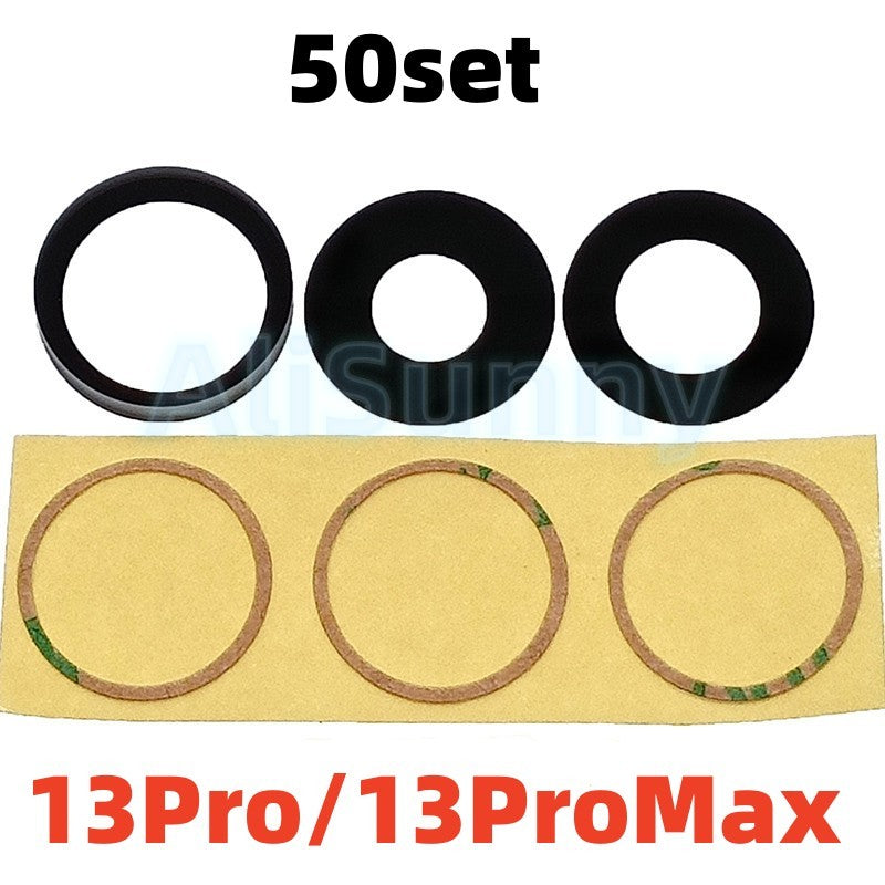 AliSunny-Conjunto de 50 lentes de cámara trasera para iPhone, cubierta de cristal, piezas de anillo, para modelos 13, 14, 7, 8 Plus, X, XS, Max, XR, 11, 12 y 15pro Max