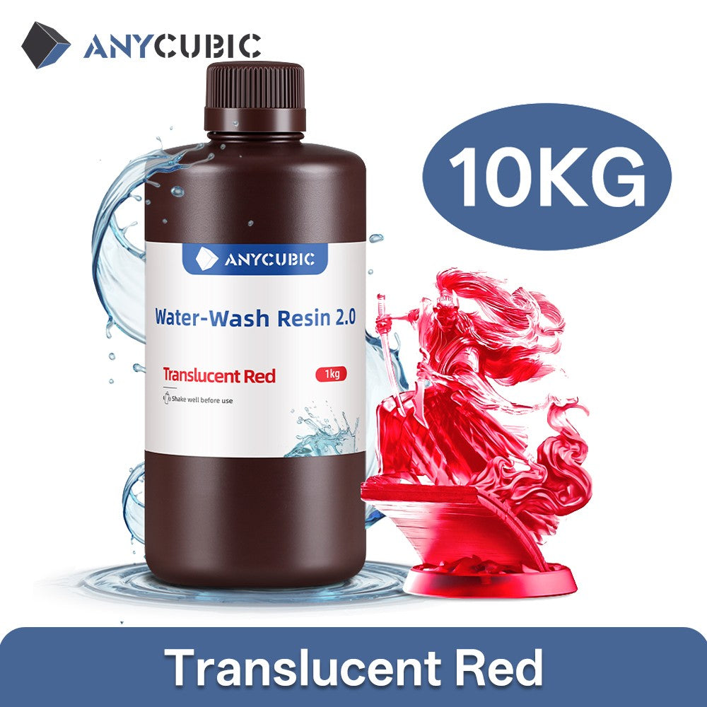 ANYCUBIC-resina de lavado de agua para impresora 3D LCD, alta precisión, bajo olor, baja viscosidad, impresión 3D, fotopolímero estándar, 10KG