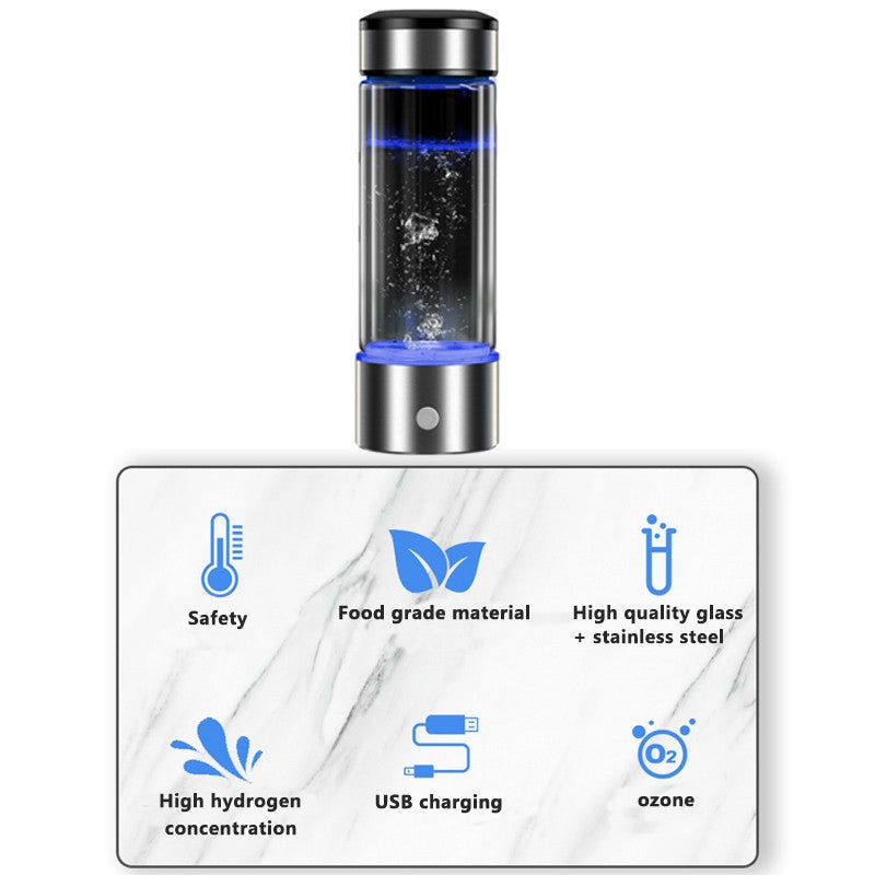 Generador de hidrógeno taza filtro de agua 430ML fabricante alcalino agua rica en hidrógeno botella portátil lonizador pura electrólisis H2