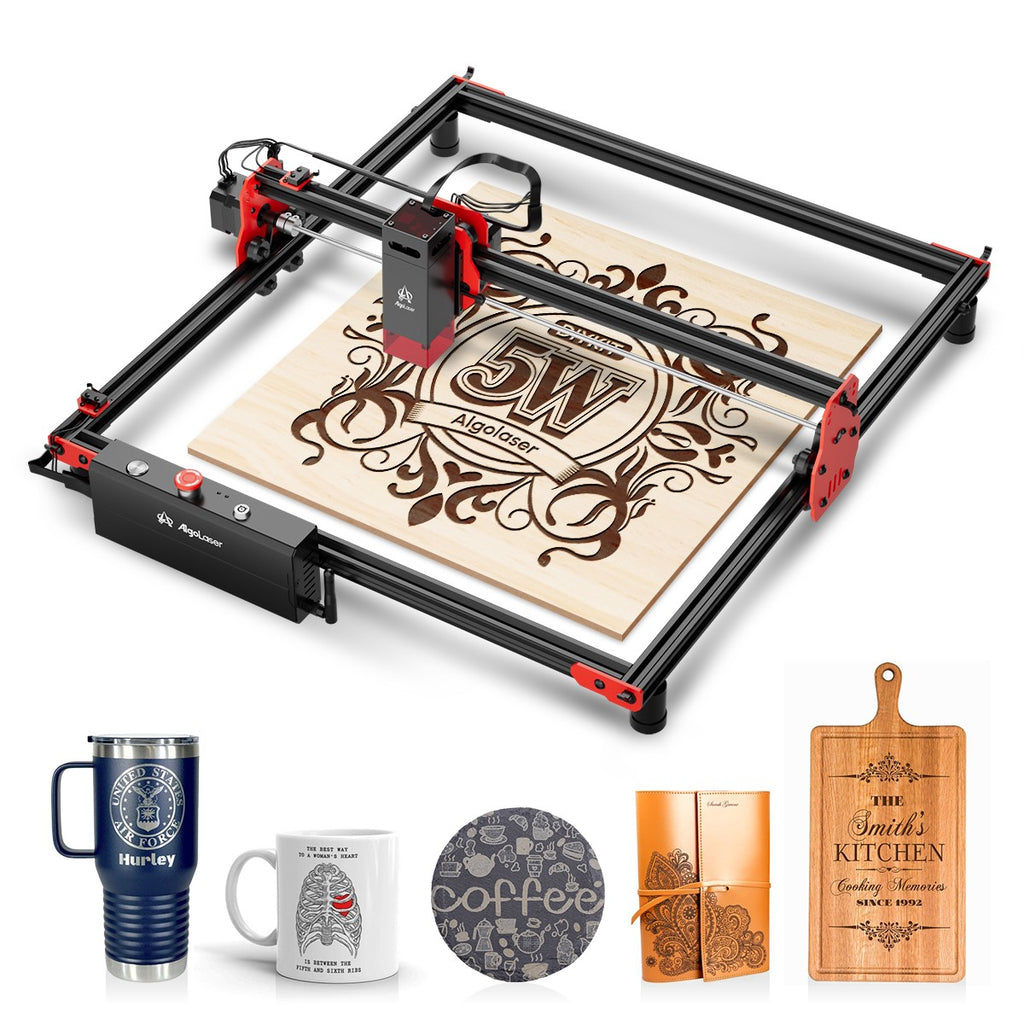 Máquina de grabado en madera Algolaser Mini 5W para principiantes, control Wifi sin conexión, 12000 mm/min, DIY, para vidrio, madera, revestimiento de metal
