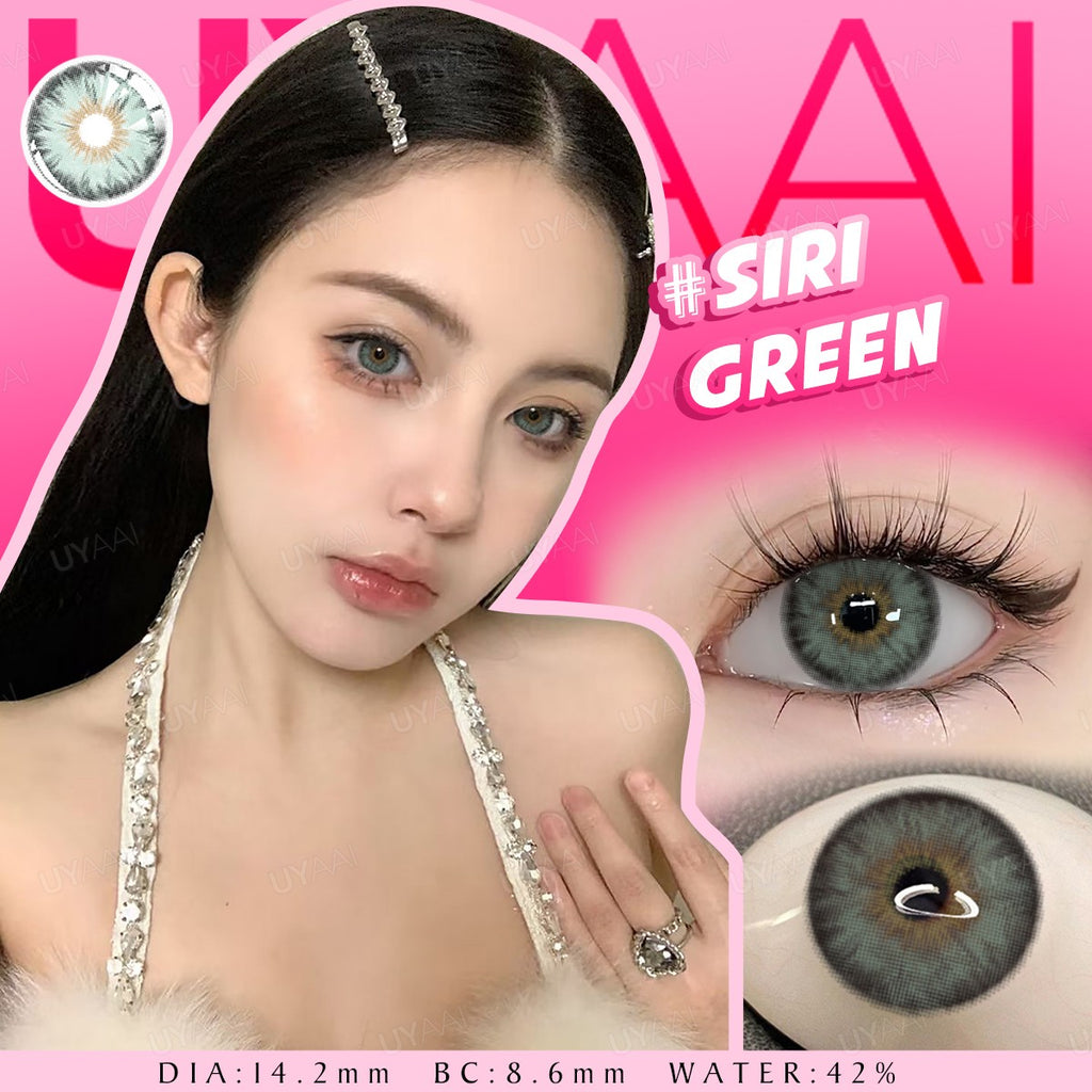 UYAAI 1 par de lentes de contacto serie Russian Girl Pro lentes de contacto verdes serie Bubble ojos grandes lentes suaves anuales ojos verdes