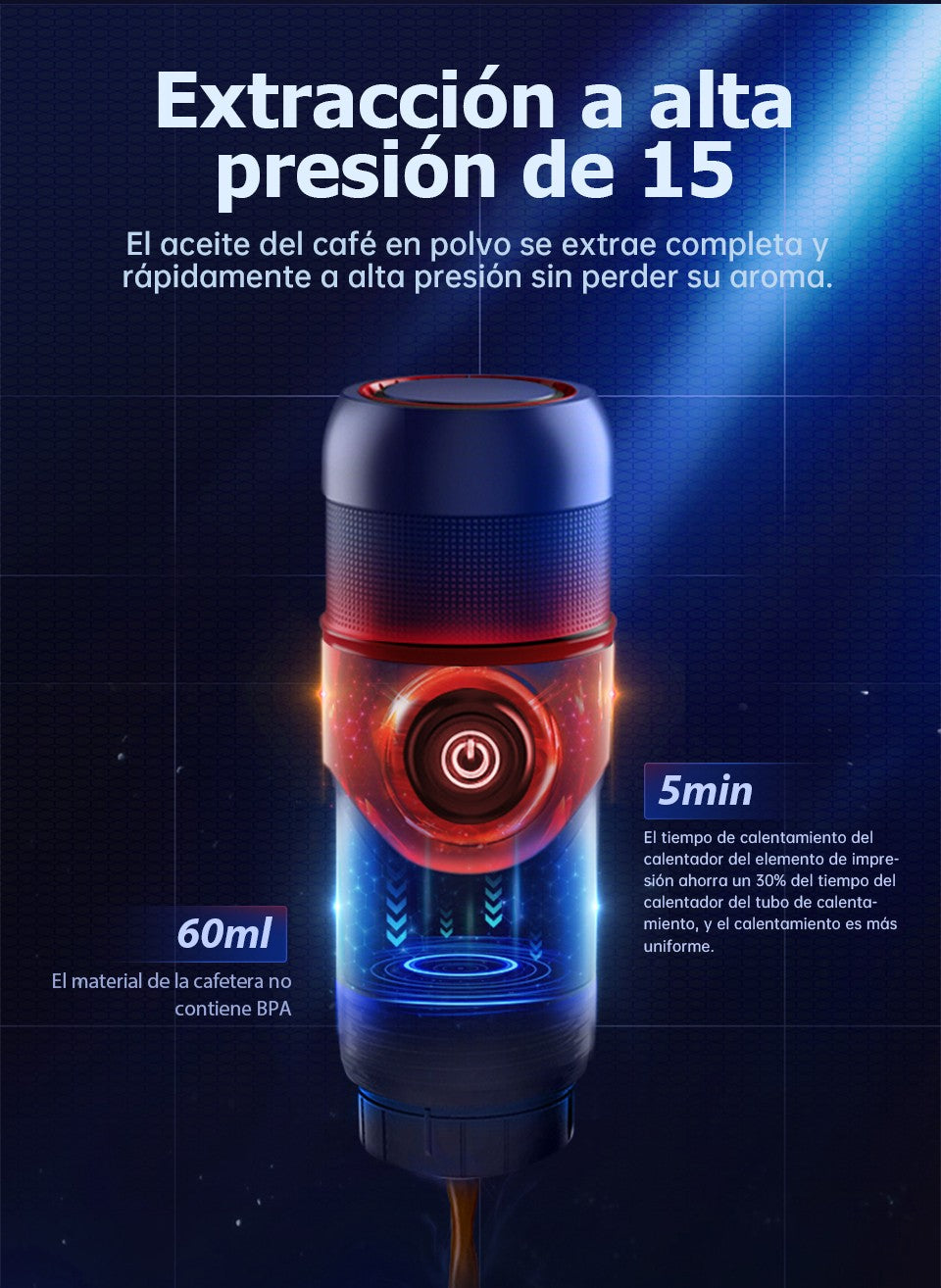 HiBREW Máquina de Café Portátil para Coche y Hogar, Cafetera de Expreso, Compatible con Cápsulas Dolce Nespresso y Café Molido, CC de 12 V, Dispositivo H4