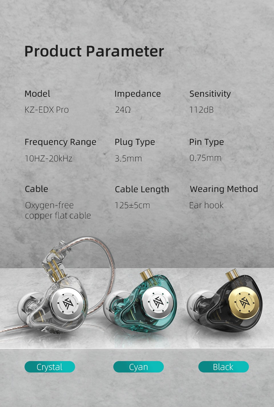 KZ EDX Pro auriculares dinámicos en el oído Monitor HiFi auriculares con cable bajo estéreo juego música tapones para los oídos auriculares con cancelación de ruido