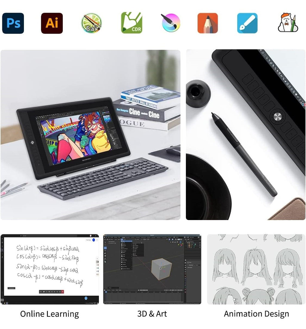 Pantalla gráfica GAOMON PD156PRO para dibujo, pantalla IPS HD totalmente laminada de 15,6 pulgadas con bolígrafo sin batería de 8192 niveles
