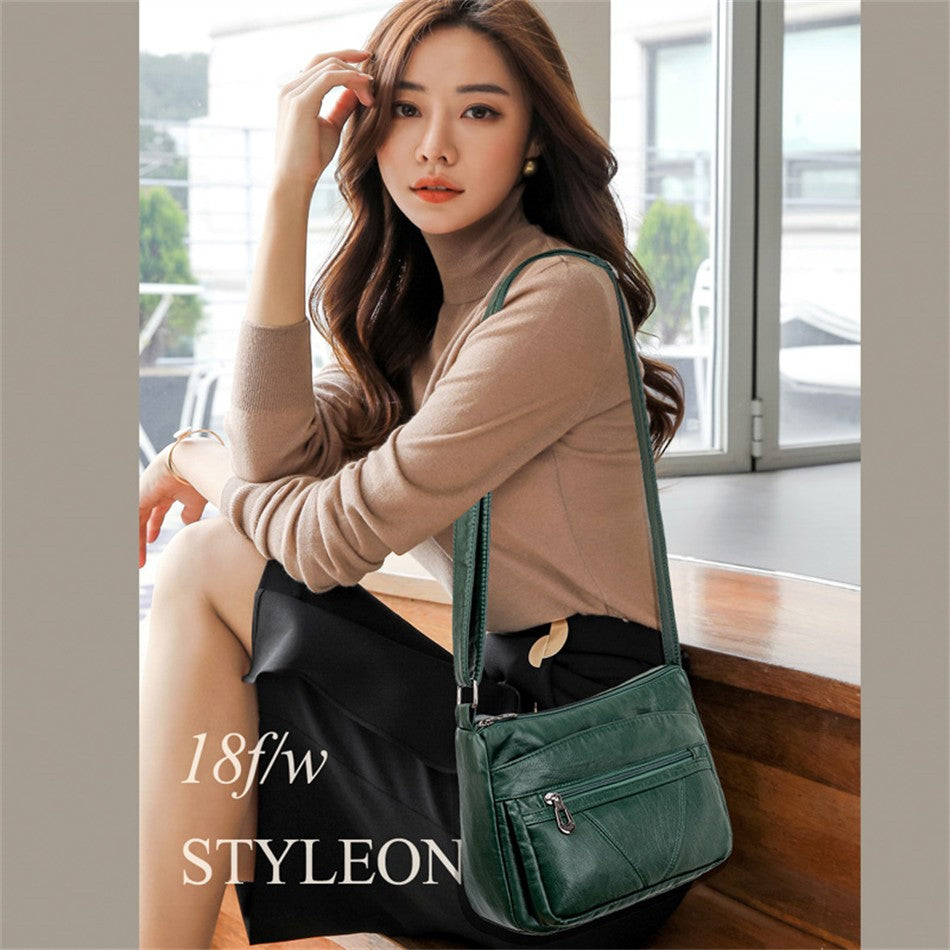 Bolso bandolera de Color liso que combina con todo, bolsos de hombro de alta capacidad para mujer, bolso de mano de piel sintética de alta calidad 2021