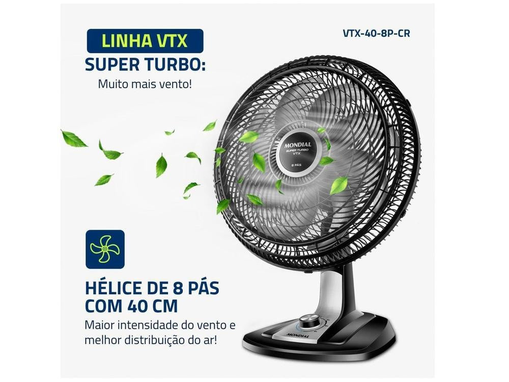 VTX-40-8P-ventilador de mesa Mondial Turbo, 40cm, 3 Speeds-220V