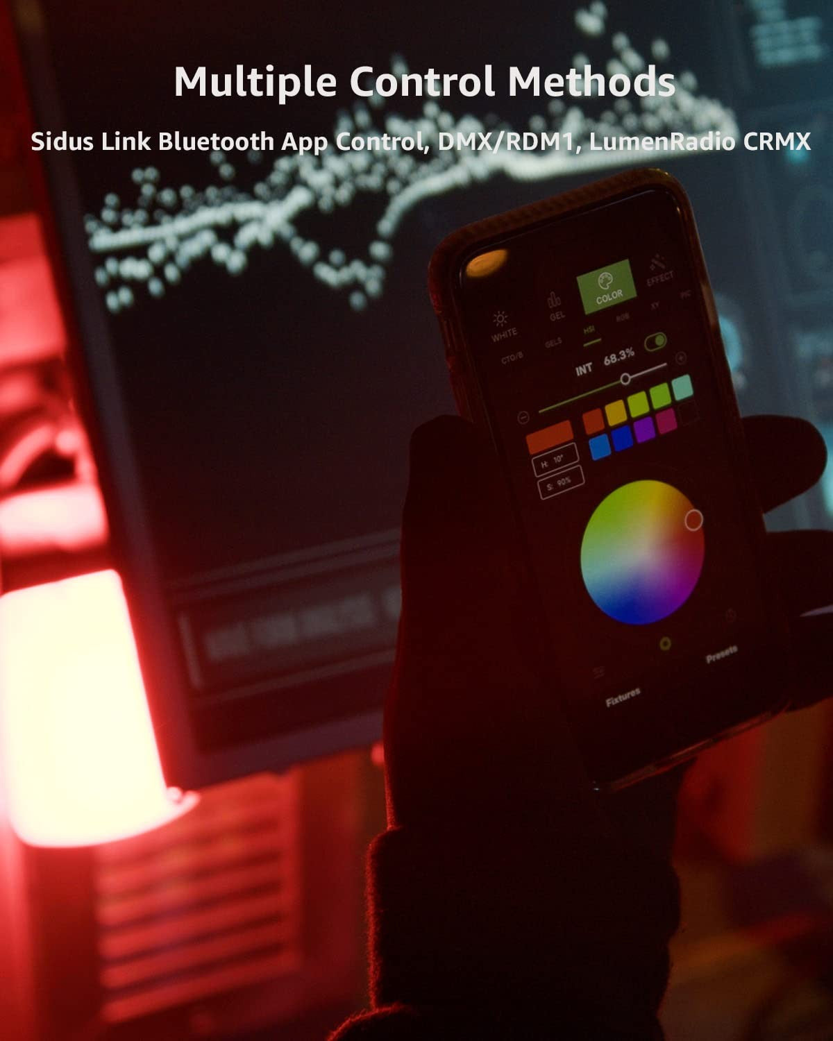 Aputure MC Pro RGBWW Luz LED, 2000K-10000K Soporte Atracción magnética Protección IP65 15 Efectos de luz incorporados Control por aplicación