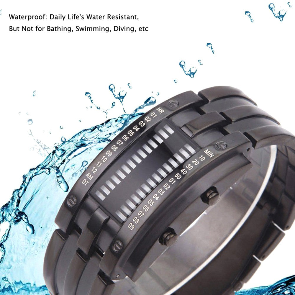 Reloj deportivo de moda, marca de lujo popular, reloj binario creativo para hombres y mujeres, reloj led de acero inoxidable para parejas