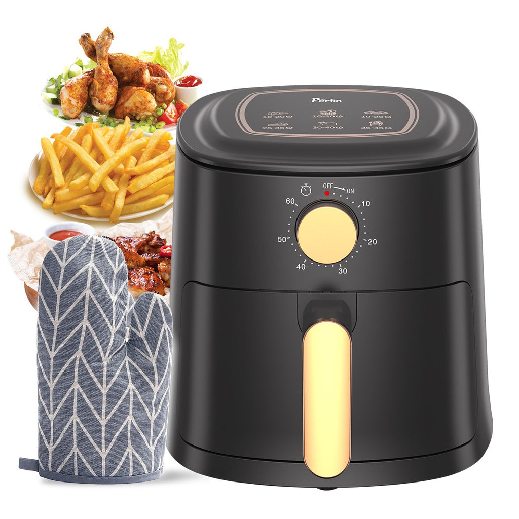 Fritadeira-freidora de aire eléctrica, Perfin Cesto Quadrado, 4L, 1100W, Preto, 127V, 220V