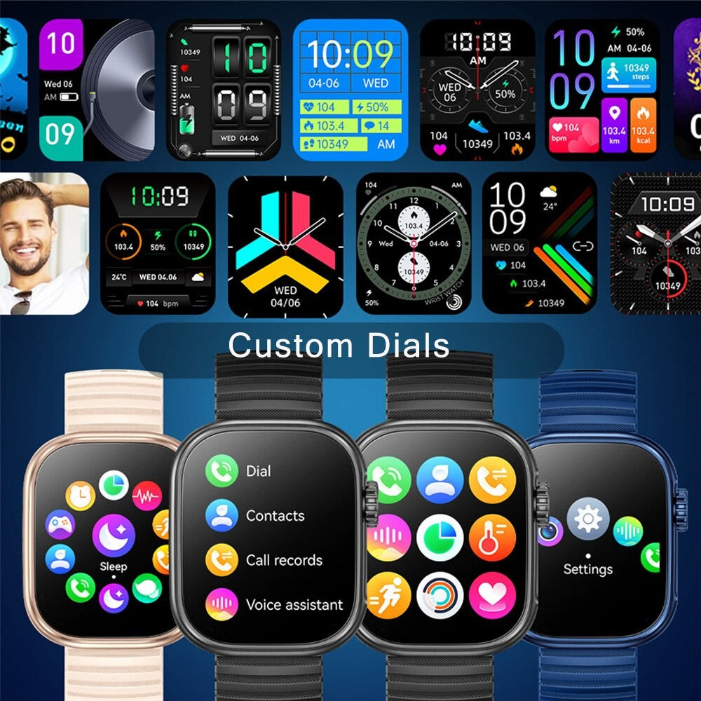 Reloj inteligente para hombre y mujer, pulsera con linterna LED, más de 100 modos deportivos, rastreador de actividad física, temperatura corporal, pantalla de 2,01"