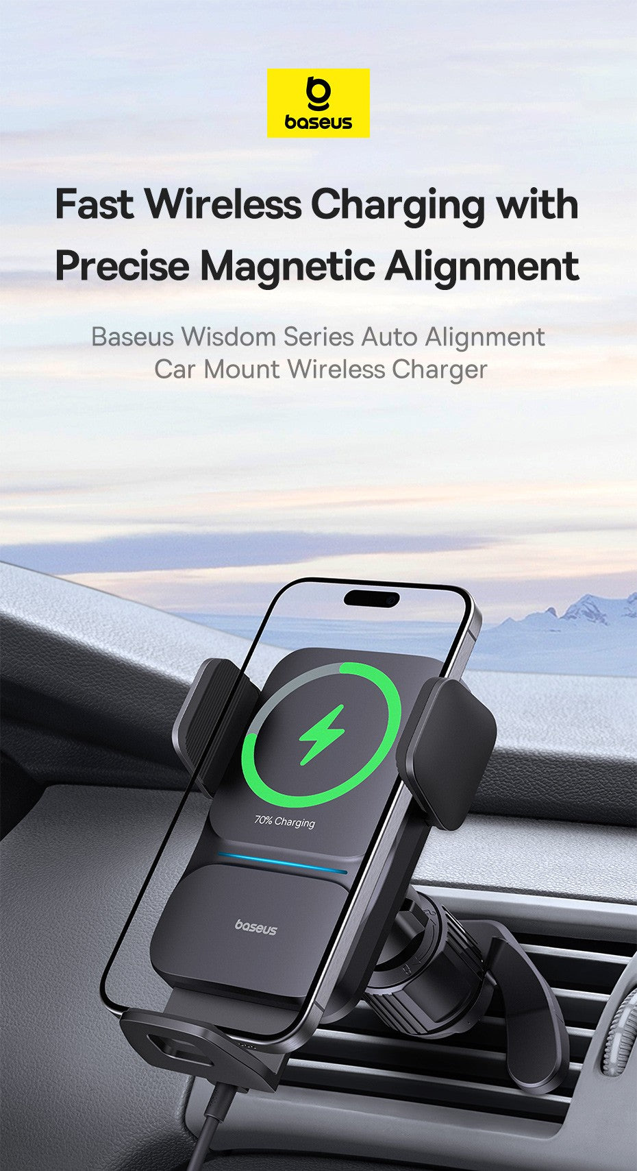 Soporte de teléfono Baseus para coche, cargador de teléfono inalámbrico QI infrarrojo de 15W para iPhone, Xiaomi, Samsung, soporte para coche, carga rápida, fácil Control