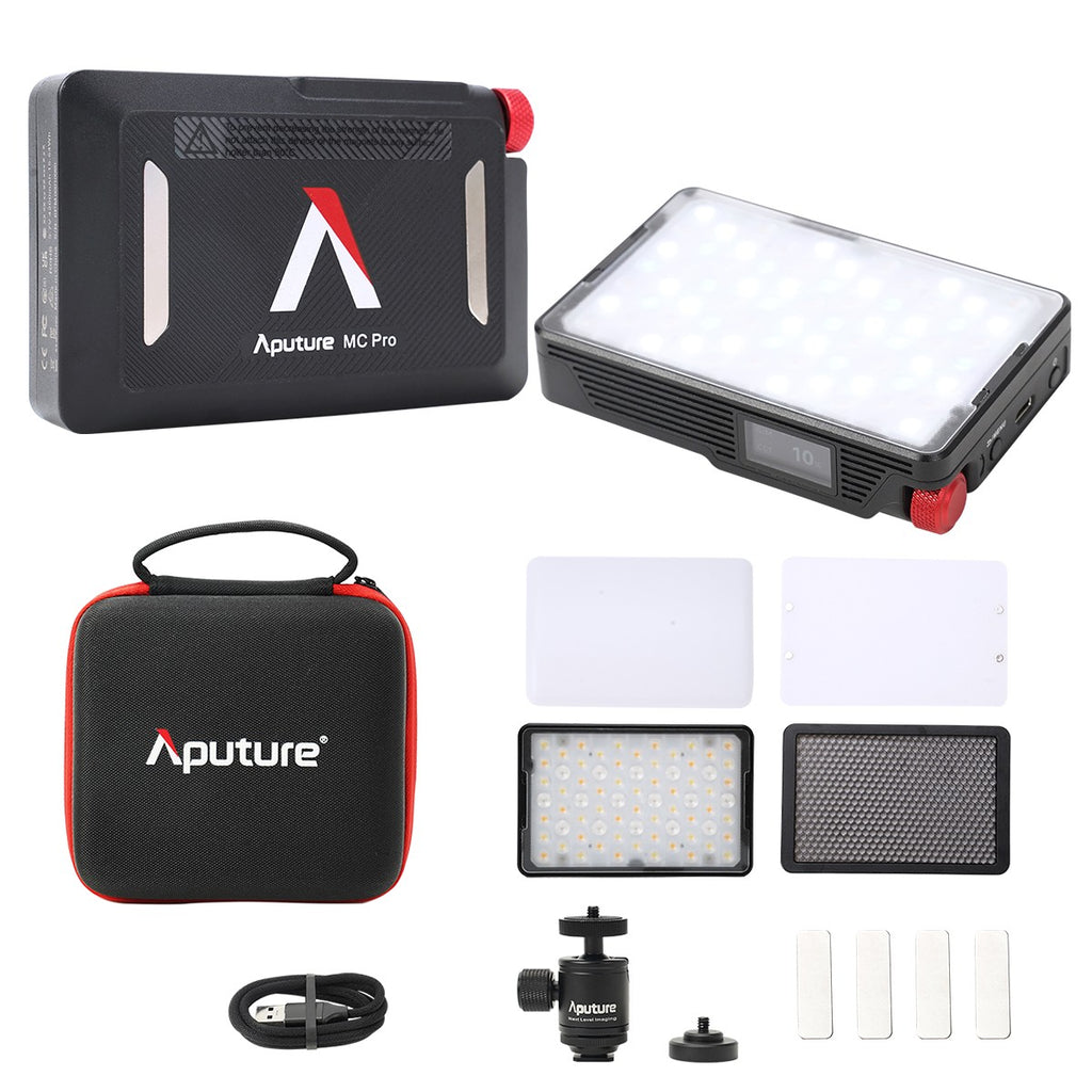 Aputure MC Pro RGBWW Luz LED, 2000K-10000K Soporte Atracción magnética Protección IP65 15 Efectos de luz incorporados Control por aplicación