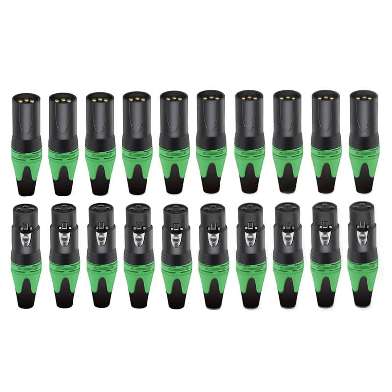 20 piezas, 10 juegos de conectores XLR de 3 pines, coloridos, hembra y macho, de 3 polos, para micrófono, amplificador de audio, para audiófilos