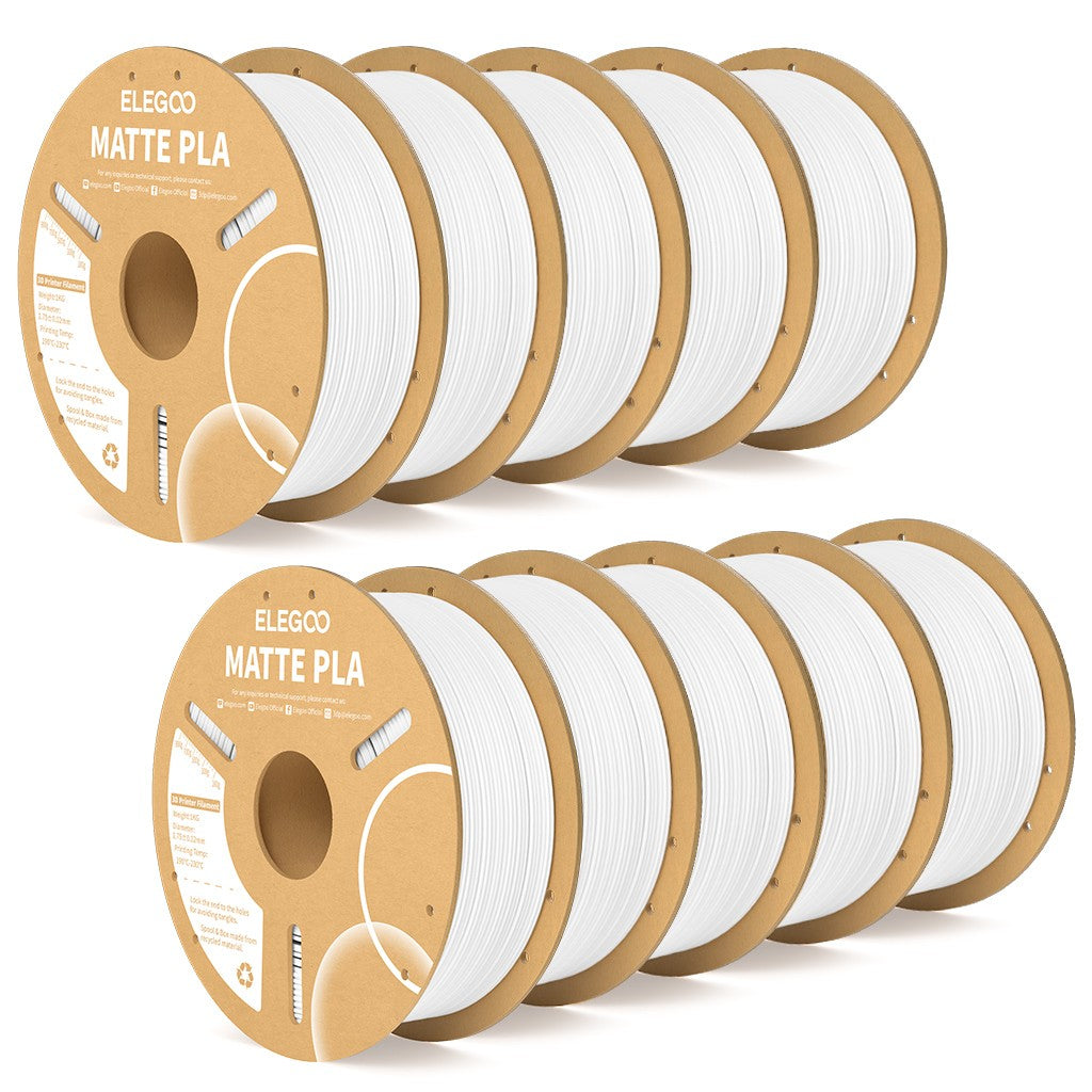Filamento PLA Mate ELEGOO 1KG, 1.75mm para Impresora 3D FDM, Precisión Dimensional +/- 0.02mm, Bobina de Cartón de 1kg (2.2lbs)