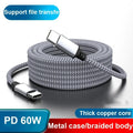 Cable USB C a tipo C PD60W, cargador rápido, Cable de datos extendido Universal para IPhone15, Xiaomi, Samsung, cámara, portátil, 1M, 2M, 3M, 5M