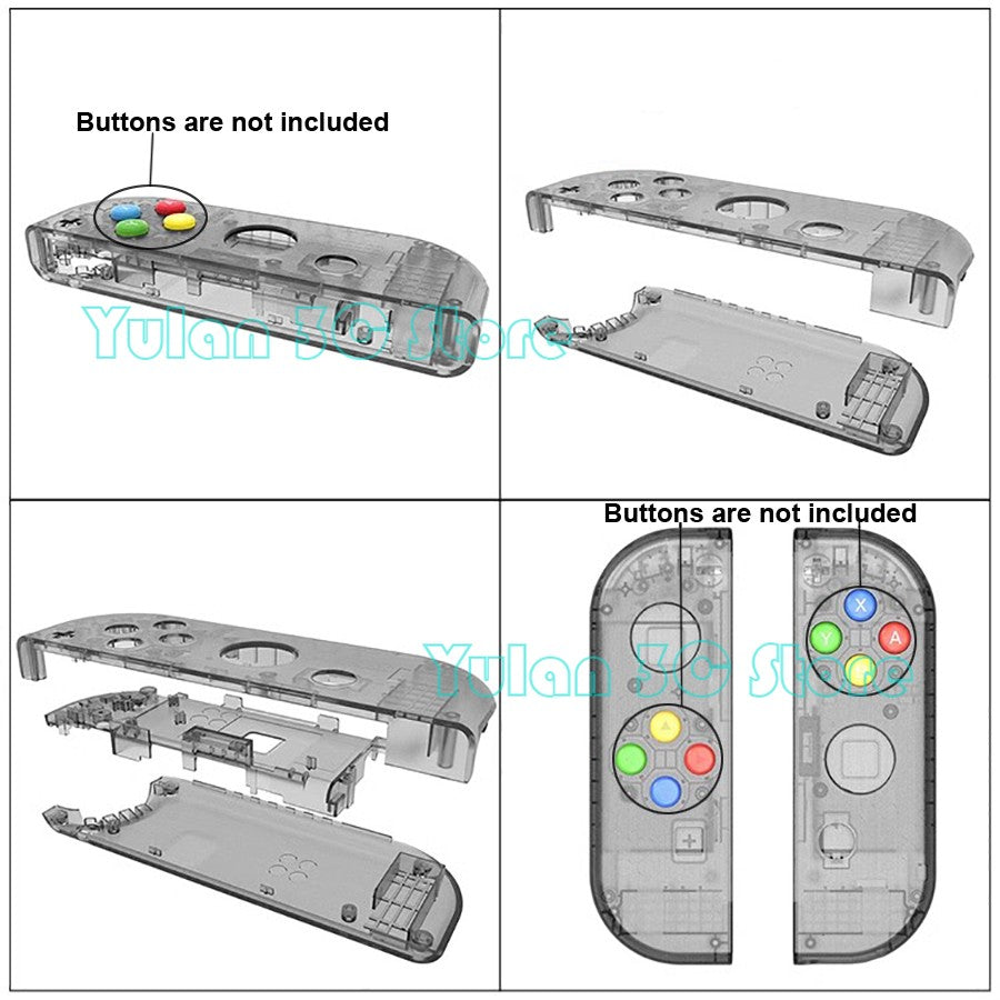 Nuevo NIntend Switch, carcasa de repuesto DIY, funda transparente para consola Nintendo Switch, accesorios de juego Joycon derecho e izquierdo