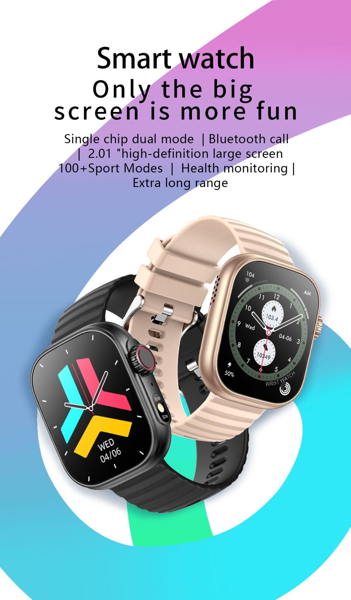 Reloj inteligente para hombre y mujer, pulsera con linterna LED, más de 100 modos deportivos, rastreador de actividad física, temperatura corporal, pantalla de 2,01"